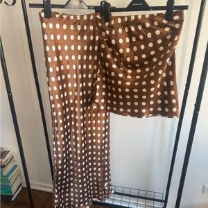 Topshop coord Brown Polka Dot Skirt and top